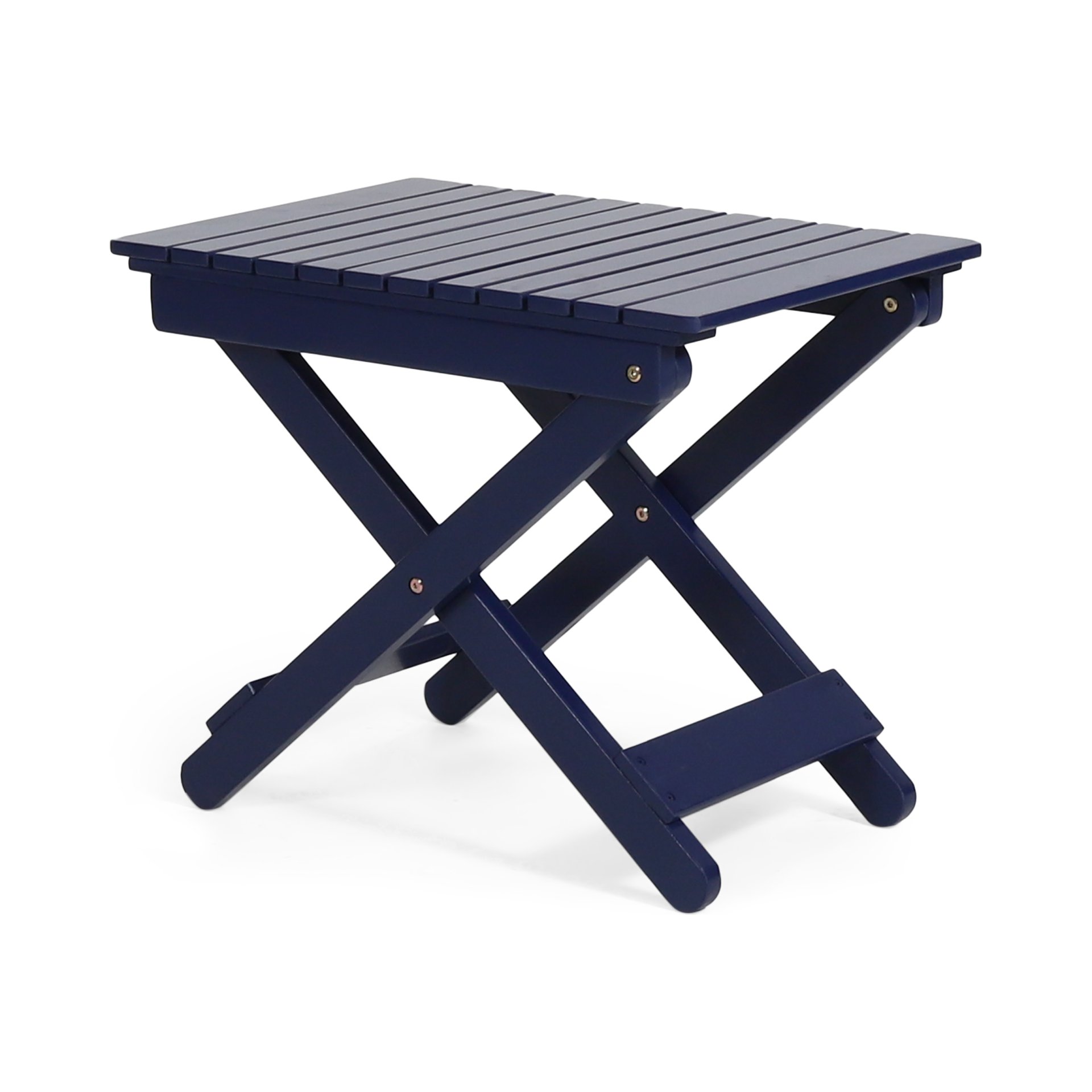 Outdoor Folding Wooden Side Table - Navy Blue - Image 5