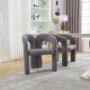 Contemporary Designed Teddy Velvet Upholstered Accent / Dining Chair With Armrest Teddy Fabric, (Set of 2) - Gray - Image 9