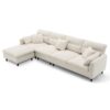 Modern Convertible Sectional Sofa L Shaped Reversible Couch Set With Free Pillows 5 Seat Cloud With Ottoman - Beige - Image 6