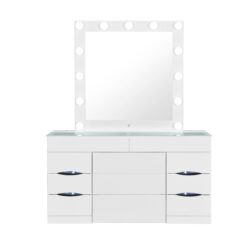 Elisa - Vanity Set With Stool And LED Lights - White