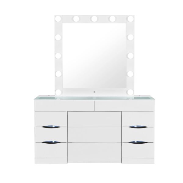 Elisa - Vanity Set With Stool And LED Lights - White