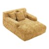 Chenille Interior Lazy Sofa Chaise Longue With Armrests And 3 Pillows - Yellow - Image 18