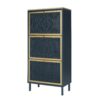 3 Door Metal Shoe Rack, Freestanding Modern Shoe Storage Cabinet With Metal Rattan, Particle Board For Entryway - Blue Gray - Image 8