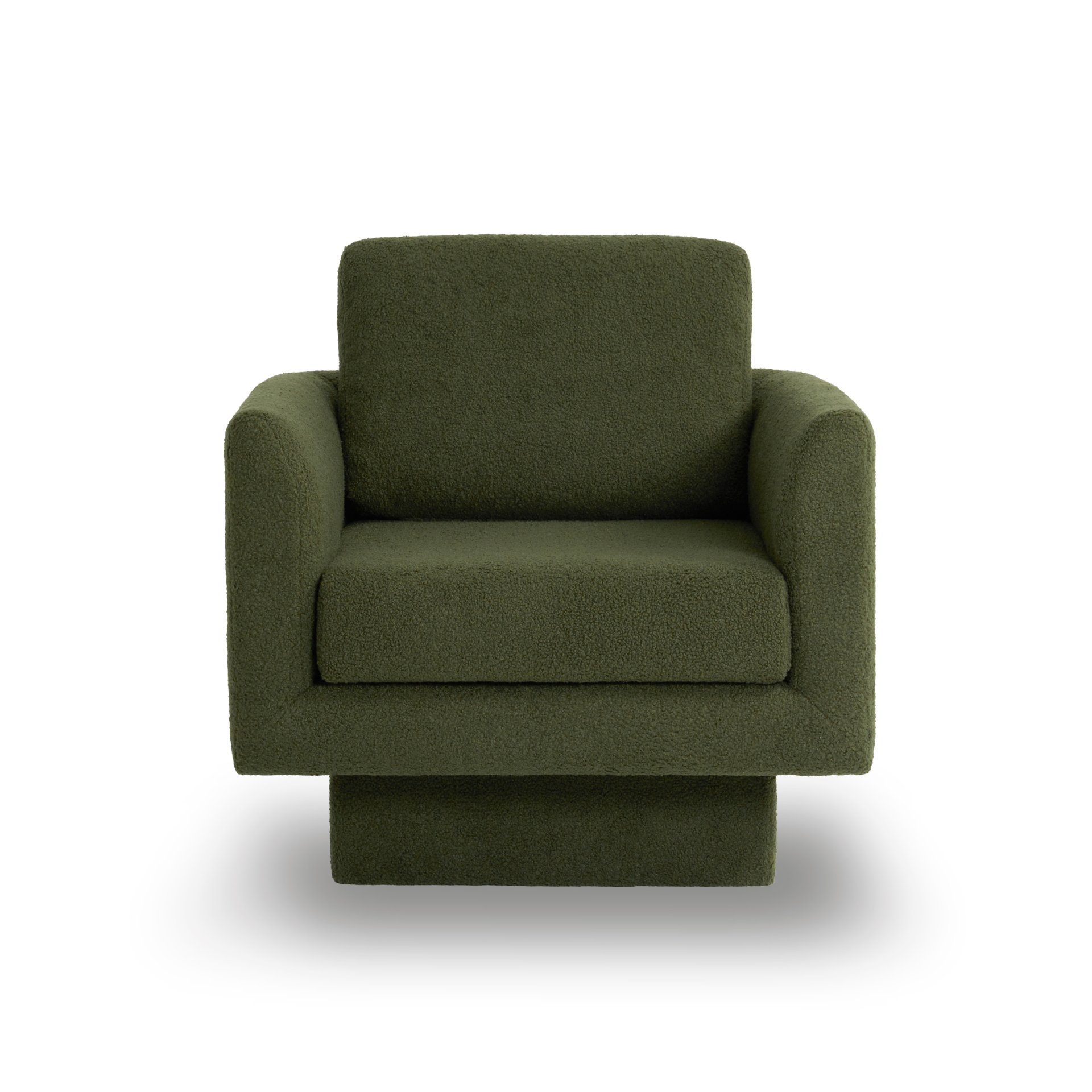 360° Modern Swivel Accent Chair Round Armchair, Thick Padded Single Lounge Sofa Upholstered Comfy - Green - Image 8