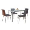 Fuji Mason - Swivel Contemporary Dining Set Dining Set, Glass, 5 Piece - Gray - Image 2