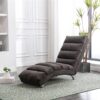 Ergonomic Linen Massage Chaise Lounge With Remote Control, Electric Massage Lounger With 5 Modes - Dark Gray - Image 4