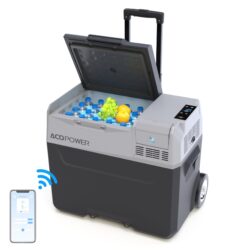 Car Freezer With App Control And 6'' Off-Road Wheels, 12V, 45W Cooler Freezer, Low Noice - Antique White / Gray