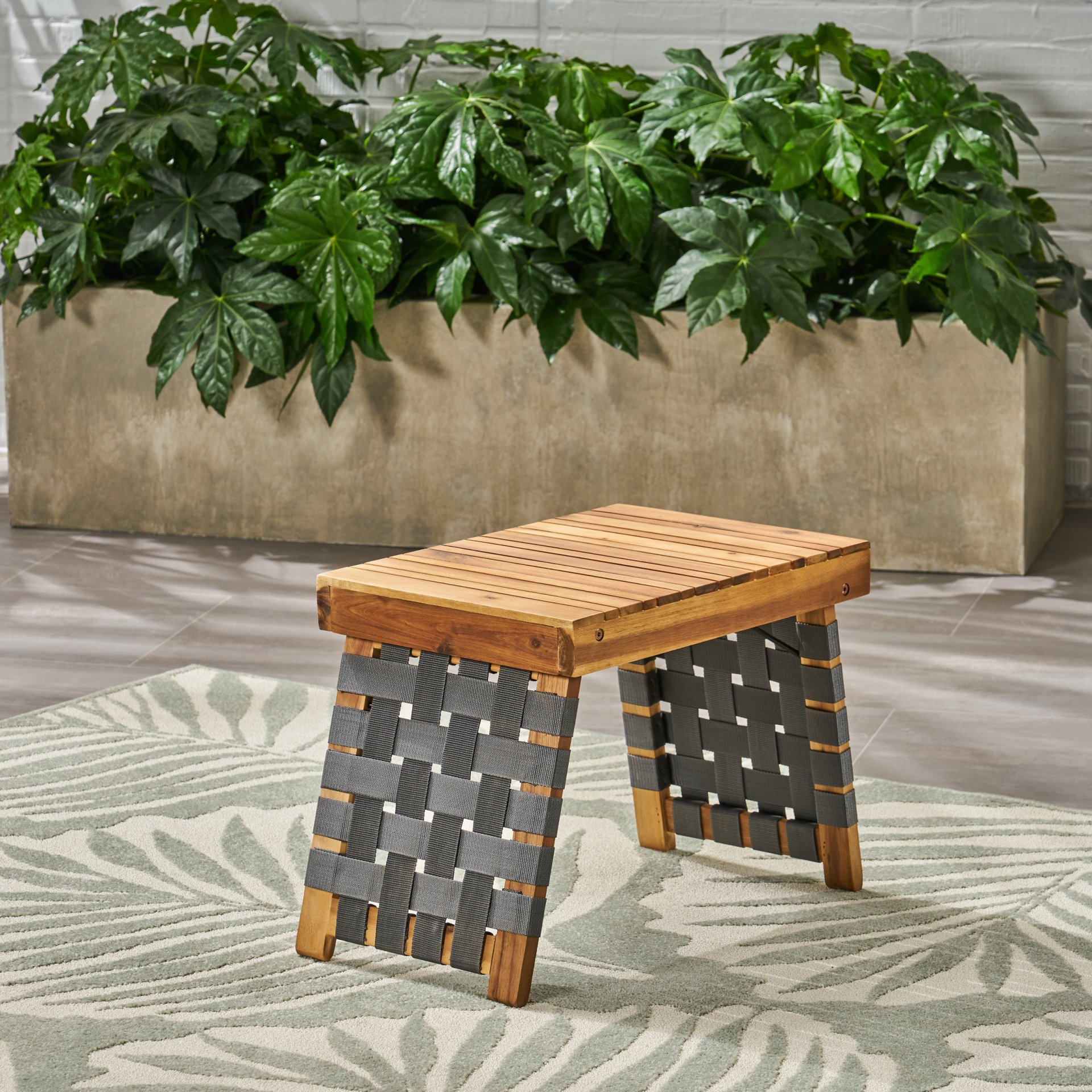 Outdoor Wooden Foldable Side Table - Teak - Image 2