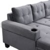 Modern Sectional Sofa Set With L Shape Chaise Lounge, Cup Holder, And Storage - Gray - Image 17