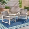 Outdoor Club Chair With Rattan Cover And Acacia Wood Frame - Gray - Image 8