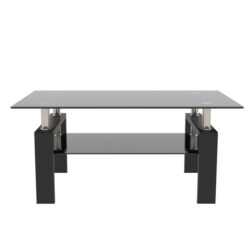 Rectangle Coffee Table, Modern Side Center Tables For Furniture - Black / Clear
