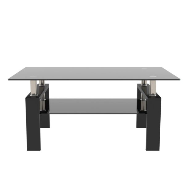 Rectangle Coffee Table, Modern Side Center Tables For Furniture - Black / Clear