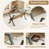 Elegant Tempered Glass Dining Table With X Shaped Metal Legs And Wood Grain Crossbeam - Black / Transparent - Image 6