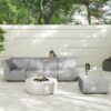 Cleo - Modular Upholstered Deep Seating Patio Armless Chair Axroma Olefin - Light Gray - Image 5
