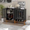 Modern Metal Shoe Cabinet With Double Sided Mesh Doors And Adjustable Partitions - Black - Image 4