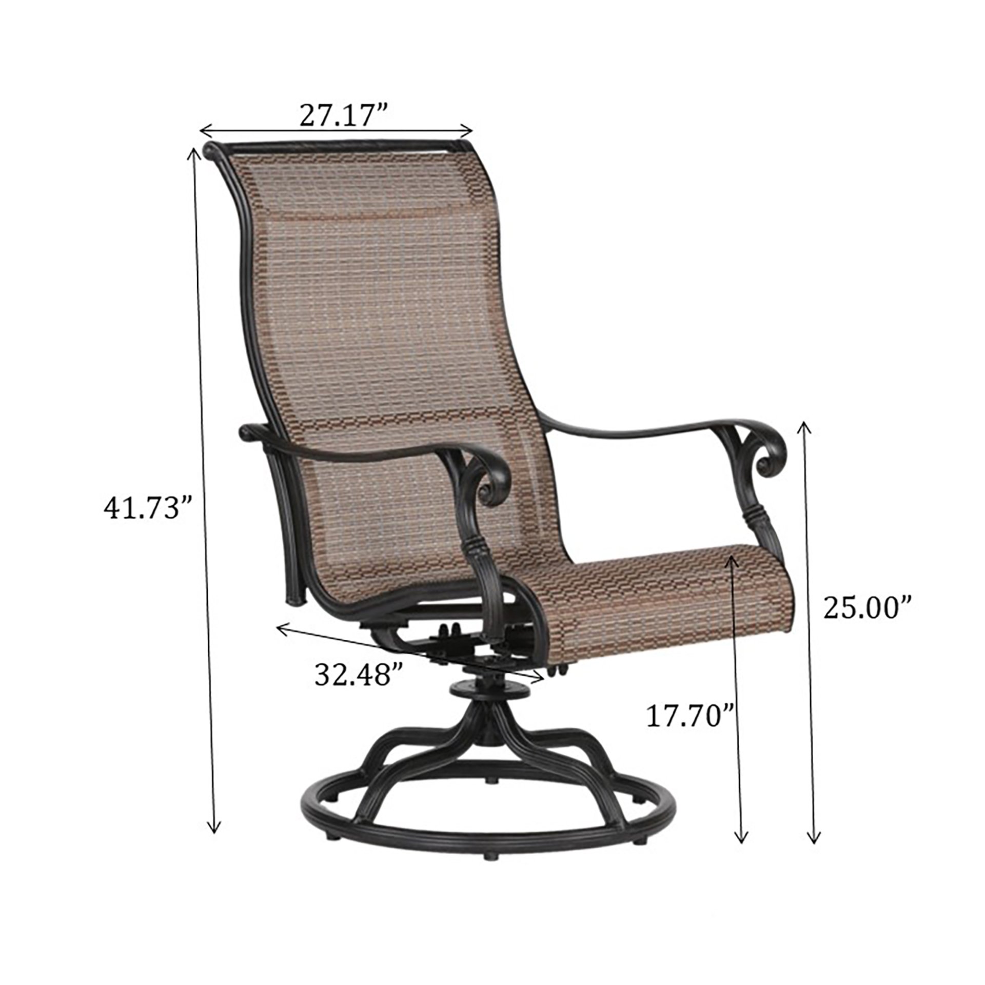 Patio Outdoor Sling Swivel Rocker With Aluminum Frame, All-Weather Furniture (Set of 2) - Bronze - Image 3