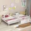 Full Over Full Bunk Bed With Trundle, Convertible To 2 Full Size Platform Bed, Full Size Bunk Bed With Ladder And Safety Rails For Kids, Teens, Adults - White - Image 5