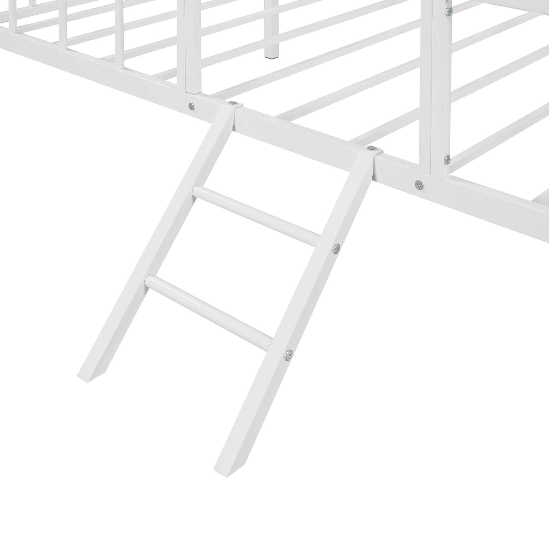 House Bed Frame Twin Size With Slatted Support No Box Spring Needed - White - Image 11