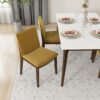Laura - Mid-Century Modern Solid Wood Dining Chair (Set of 2) - Yellow - Image 3