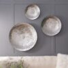 Textured Oversized Disc, Wall Decor For Living Room (Set of 3) - Silver - Image 4