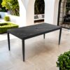 Outdoor Modern Patio Dining Table, Post Tapered Legs Seats 6, Weatherproof & Rust Free - Ember Black - Image 2