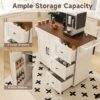 Kitchen Island Cart With Foldable Tabletop & Drop Leaf Mobile Breakfast Bar With Wood Top And Storage - White / Walnut - Image 9