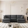 Sectional Sofa With Ottoman U Shaped Cloud Sleeper Couch Set With Pillows, Free Combination 5 Seat Modular Upholstered - Gray - Image 4