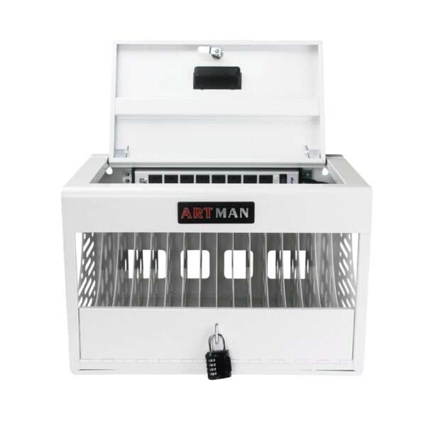 16 Bay Charging Cabinet For Laptop book, Locking Charging Station - White