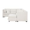 U - Shaped Sectional Sofa Pull Out Sofa Bed With 2 USB Ports, 2 Power Sockets, 3 Back Pillows And A Storage Chaise For Living Room - Beige - Image 20
