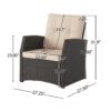 St Marta - Single Sofa Outdoor Relaxation Rattan Iron Waterproof Fabric - Dark Brown - Image 3