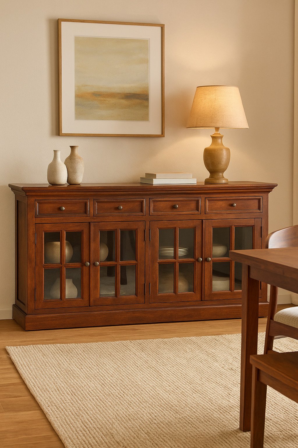 Large Glazed Sideboard - Cherry - Image 8