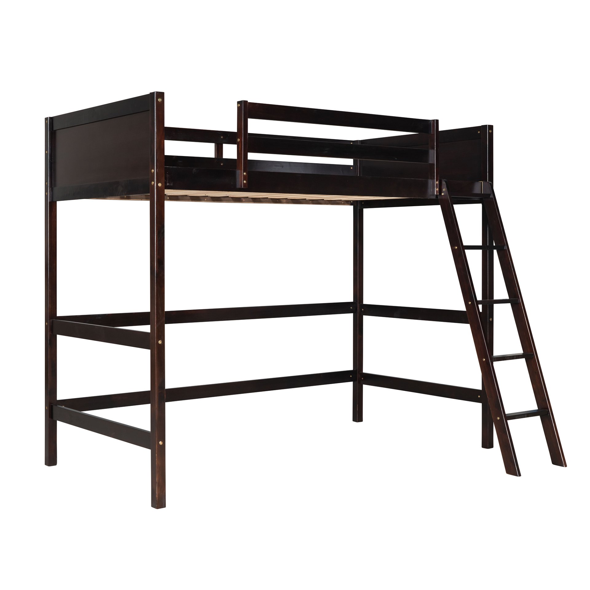 Twin Size Loft Bed With Ladder - Espresso - Image 10