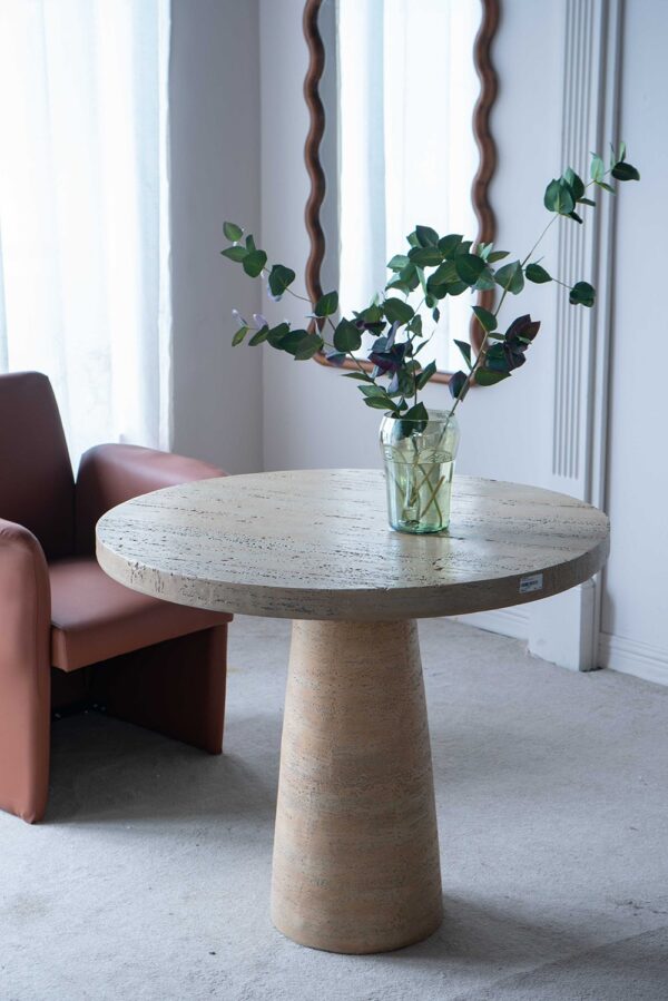 Round Dining Table With Pedestal Base - Cream