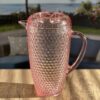 Diamond Cut Water Pitcher With Lid, Unbreakable Acrylic Juice Pitcher, 2.5 Quarts Capacity, Bpa Free - Pink - Image 2