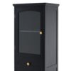 Tall Bathroom Storage Cabinet With Glass Doors, Free-Standing, Two Drawers, And Adjustable Shelves, MDF Board, Painted Perfect For Displaying Your Favorite Items - Black - Image 12