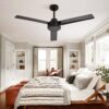 52" Outdoor Ceiling Fan Without Light, 3 Abs Blades Farmhouse Ceiling Fan With Remote Control 6-Speed Reversible Dc Motor For Living Room, Bedroom, Kitchen - Black - Image 7