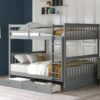 Full Over Full Bunk Bed With Ladders And 2 Storage Drawers - Gray - Image 13