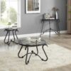 Tempered Glass Surface Console Table Coffee Table With Sturdy Construction For Living Room (Rustic) - Black - Image 8