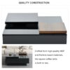 Movable Top Coffee Table, Modern Square Wood Coffee Table With High Gloss Finish, 4 Hidden Storage Drawers For Living Room - Black - Image 7