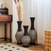 Desktop Vase, Classic And Neat Floor Vase, High Independent Flower Stand, Home Decoration Flower Stand (Set of 3) - Brown White - Image 14