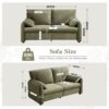 Modern Minimalist Down Filled Sofa, 800Lbs Capacity, Multiple Colors, Chenille Fabric - Green - Image 3
