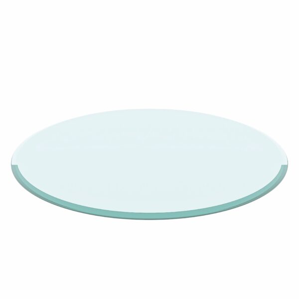 36" Round Tempered Glass Table Top Clear Glass 1 / 2" Thick Beveled Polished Edge - Transparent