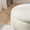 Classic 2 Piece Round Chenille Storage Ottoman Set With Drum Shaped Stool And Desktop Panel - Beige - Image 11