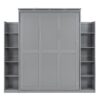 Full Size Murphy Wall Bed With Shelves And LED Lights - Gray - Image 2
