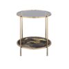 Fiorella - Marble Print Glass End Table - Black - Image 2