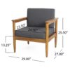 Outdoor Club Chair, Patio Chair With Teak Acacia Wood Frame - Dark Gray - Image 3