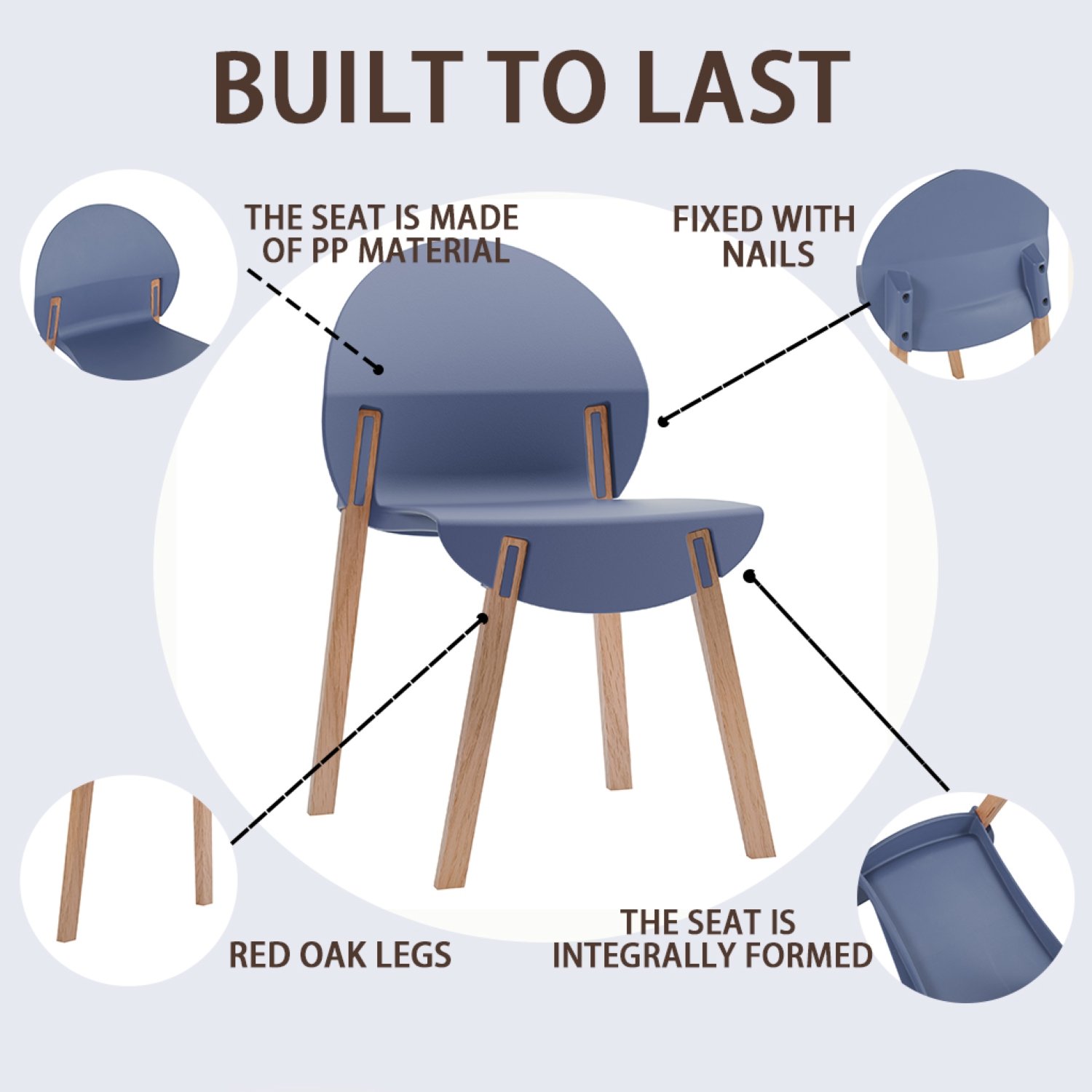 4 Piece Set Of Single Chairs With Table - Grey / Blue / White - Image 11