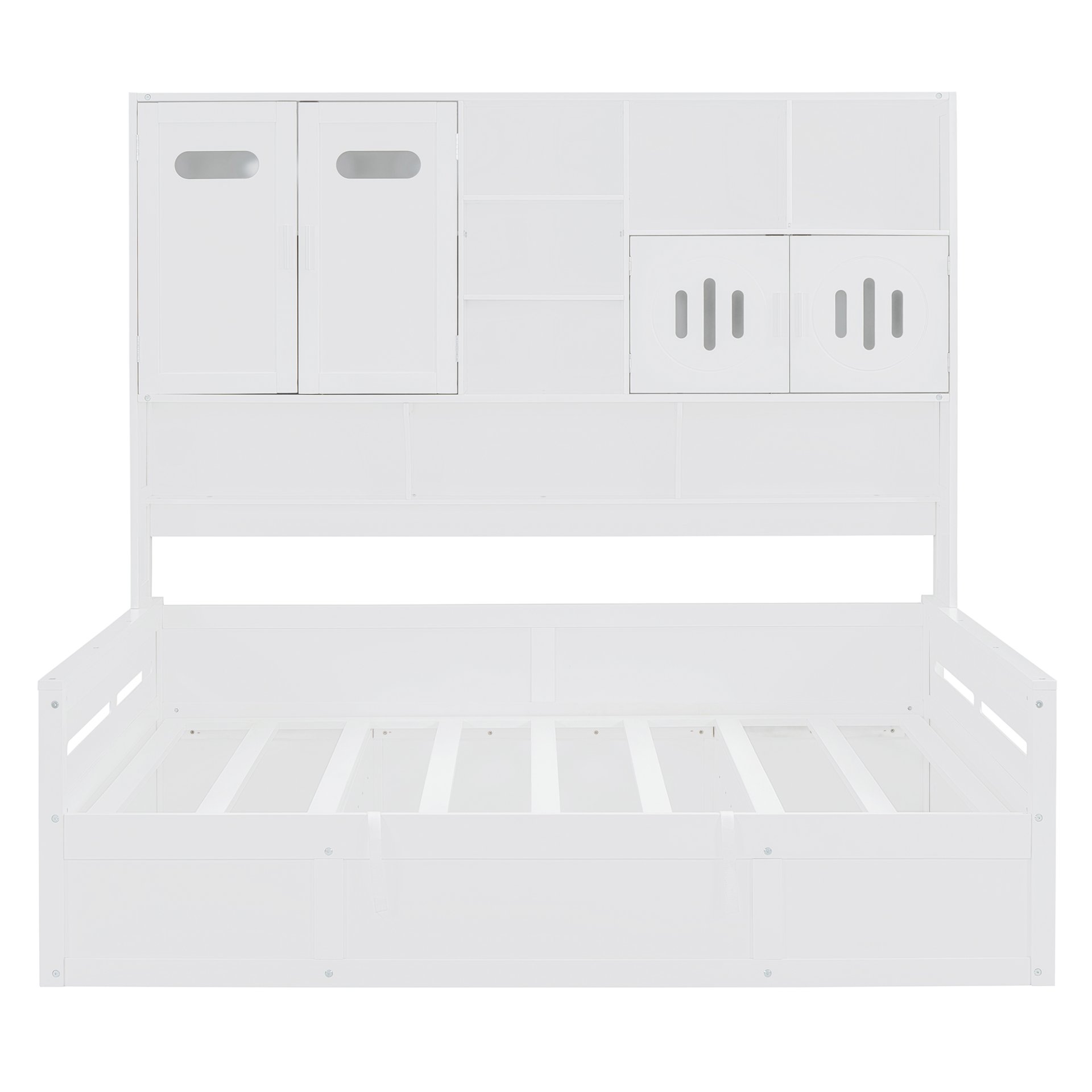 Full Size Wooden Daybed With Hydraulic Bed And All In One Cabinet And Shelf - White - Image 3