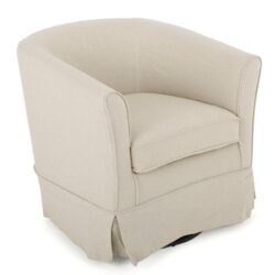 Glitter - Upholstered Swivel Chair With Loose Cover And Curved Back - Natural