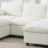 Modular Sectional With Storage Pockets, 5 Seat U Shaped Couch Set With Pillows Free Combination Modern Cloud Sofa With 2 Movable Ottoman - White - Image 14